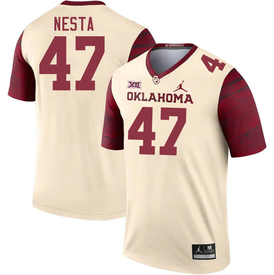 Men #47 James Nesta Oklahoma Sooners College Football Jerseys Stitched-Cream